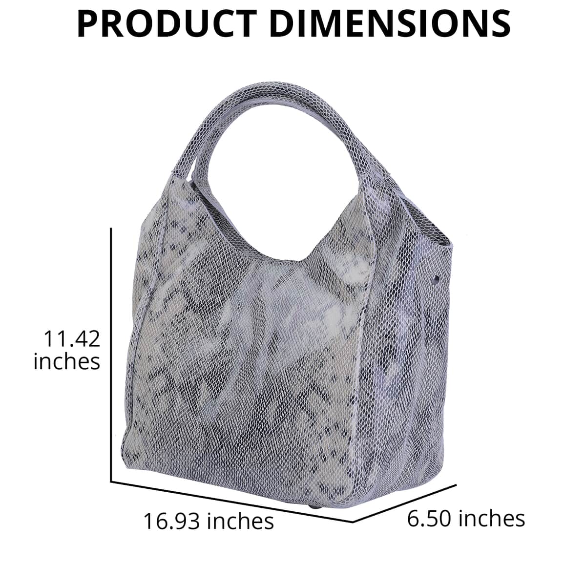 Gray Python Embossed Print Genuine Leather Hobo Bag with Shoulder Strap image number 6