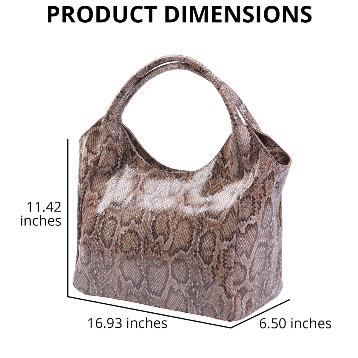 Khaki and Black Python Embossed Print Genuine Leather Hobo Bag with Shoulder Strap image number 6