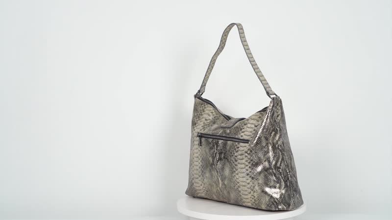 Gold and Black Snake Print Genuine Leather Hobo Bag (16.54"x6"x11") with 47" Detachable Shoulder Strap