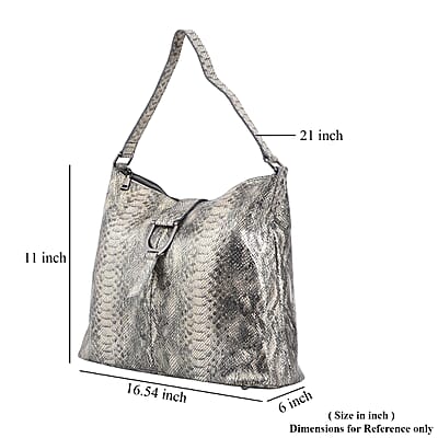 Gold and Black Snake Print Genuine Leather Hobo Bag with Detachable Shoulder Strap