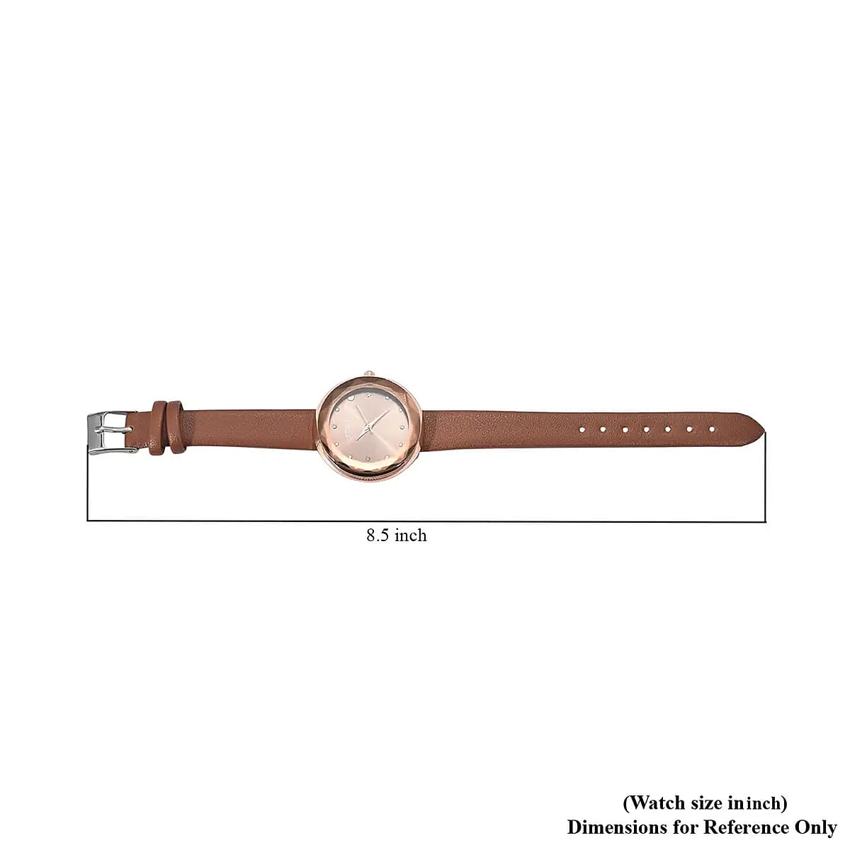 Strada Japanese Movement White Austrian Crystal with Brown Dial Watch in Brown Faux Leather Strap (36.32mm) (6.25-7.75 Inches) image number 7