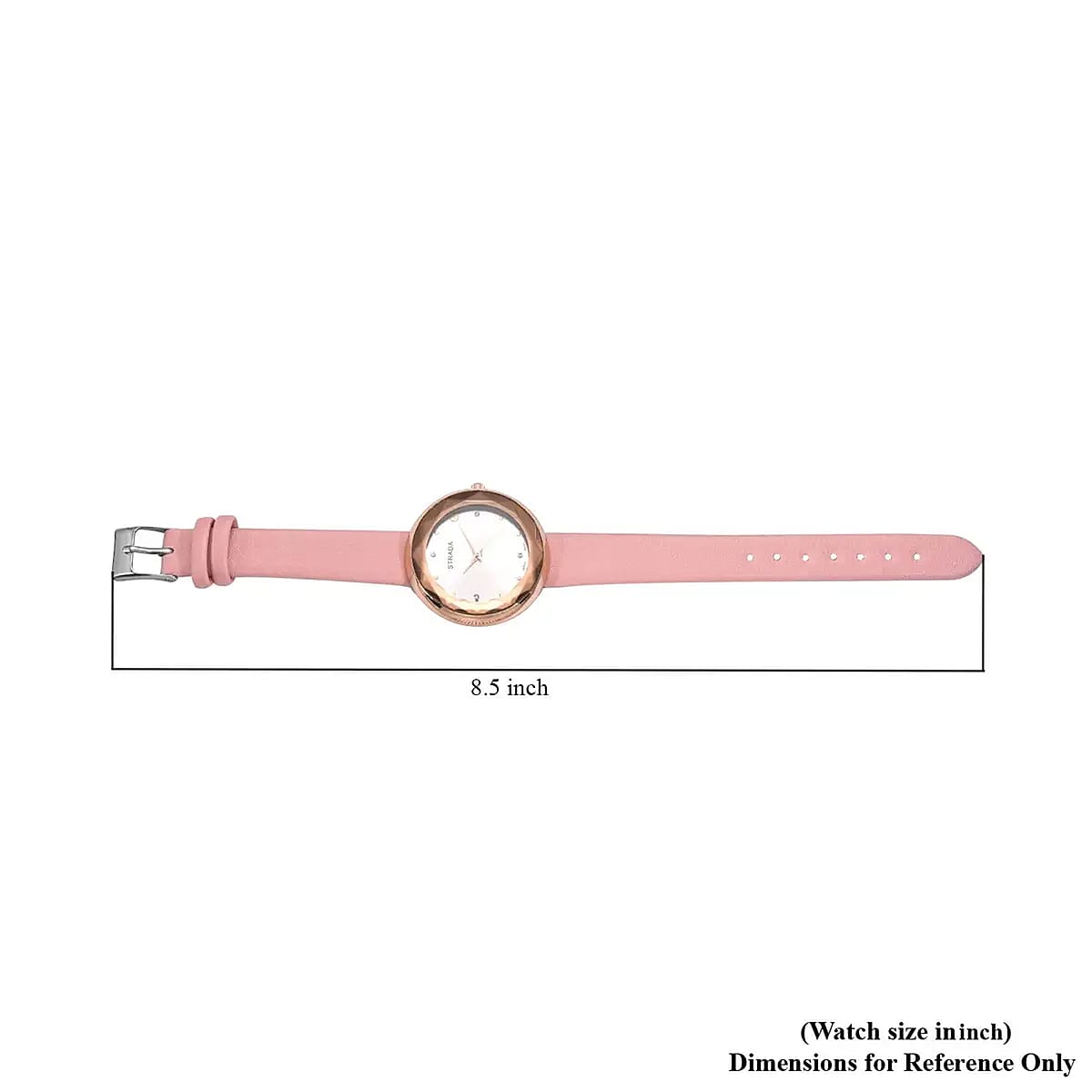 Strada Japanese Movement White Austrian Crystal with Pink Dial Watch in Pink Faux Leather Strap (36.32mm) (6.25-7.75 Inches) image number 7