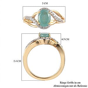 Grandidierite and Multi Gemstone 1.43 ctw Ring in 14K Yellow Gold Over Sterling Silver (Size 5.5)
