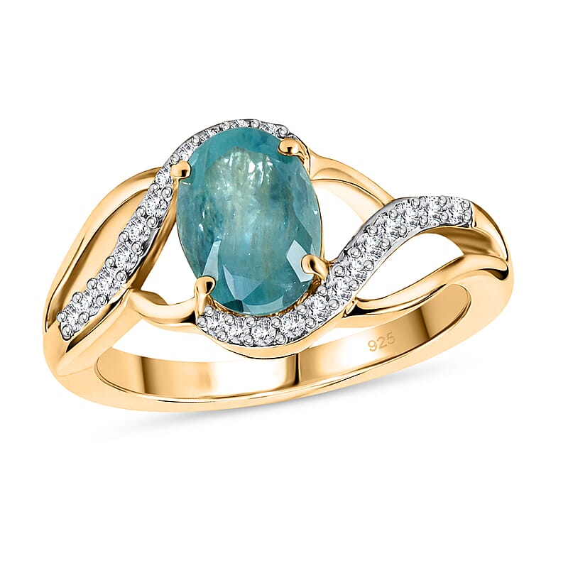 Grandidierite and Zircon 1.50 ctw Ring in 14K YG Over Sterling Silver (Size 10.0)