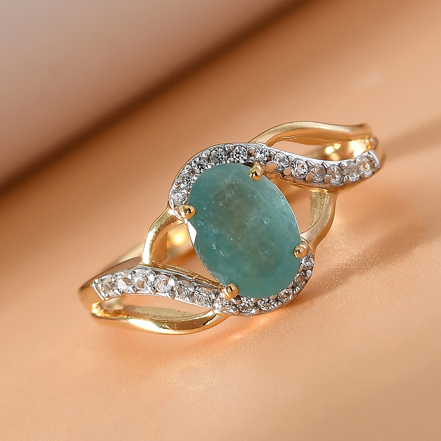 Grandidierite and Zircon 1.50 ctw Ring in 14K YG Over Sterling Silver (Size 10.0)