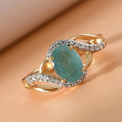 Grandidierite and Zircon 1.50 ctw Ring in 14K YG Over Sterling Silver (Size 10.0)