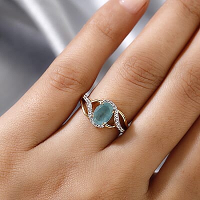 Grandidierite and Zircon 1.50 ctw Ring in 14K YG Over Sterling Silver (Size 10.0)