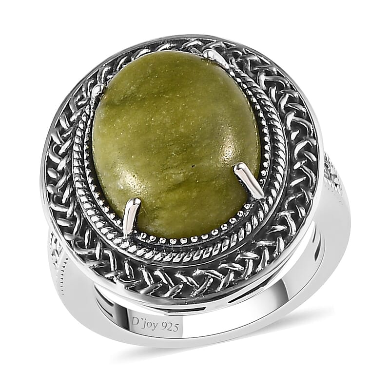 Connemara Marble Solitaire Ring in Black Oxidized Sterling Silver (Size 10.0) 7.35 ctw