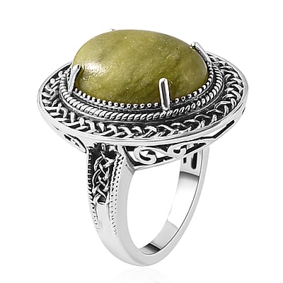 Connemara Marble Solitaire Ring in Black Oxidized Sterling Silver (Size 10.0) 7.35 ctw