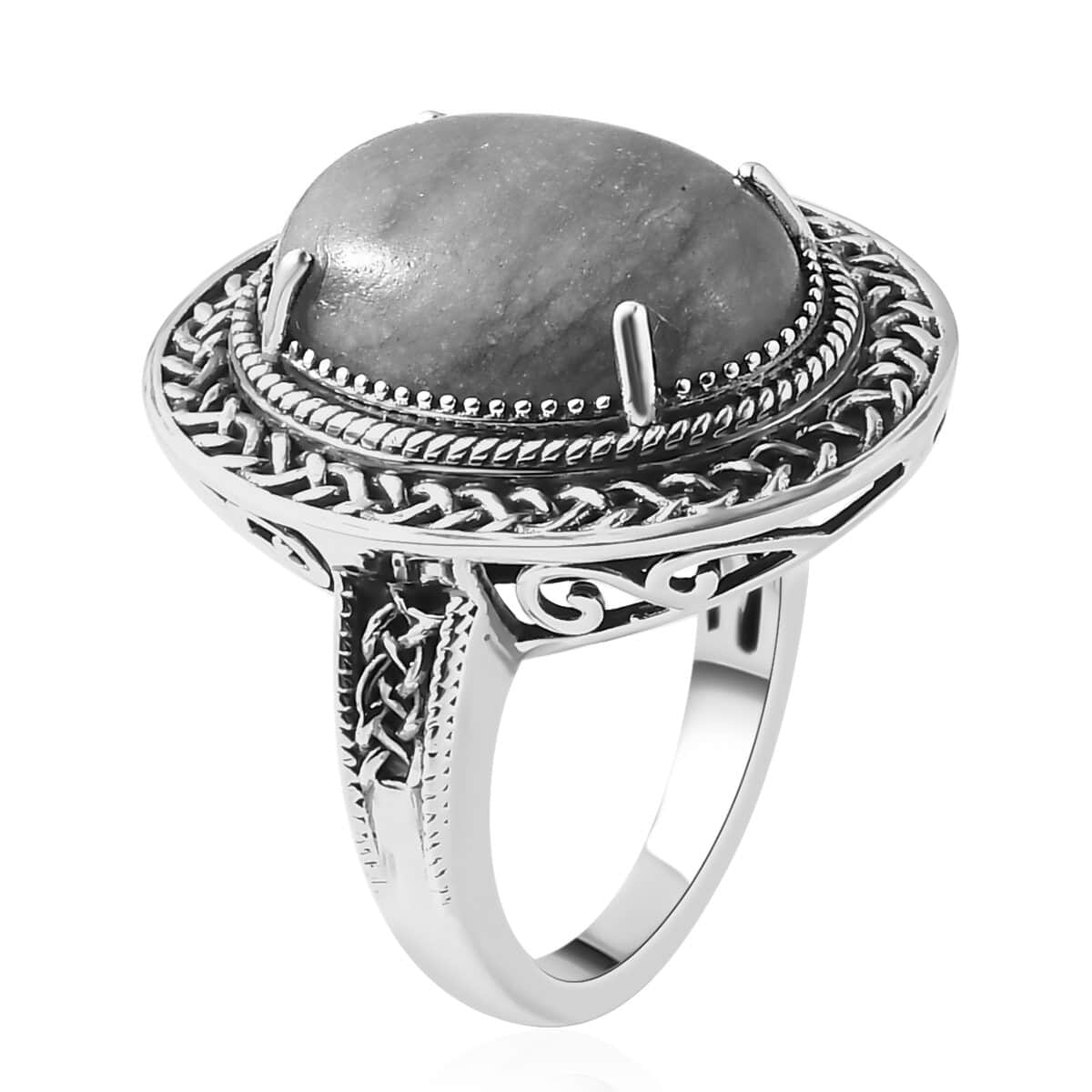 Connemara Marble Solitaire Ring in Black Oxidized Sterling Silver 7.50 Grams 7.35 ctw image number 3