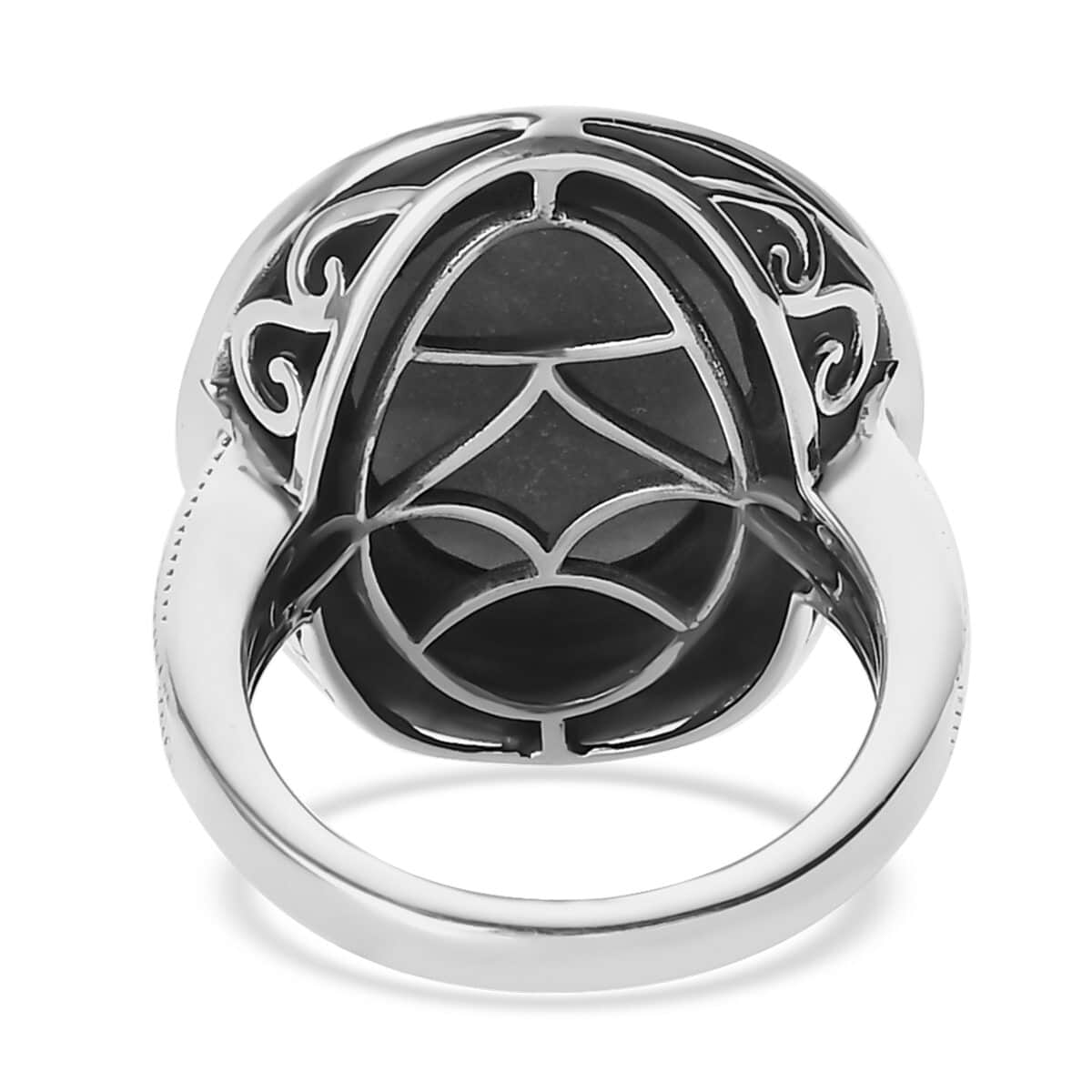 Connemara Marble Solitaire Ring in Black Oxidized Sterling Silver 7.50 Grams 7.35 ctw image number 4