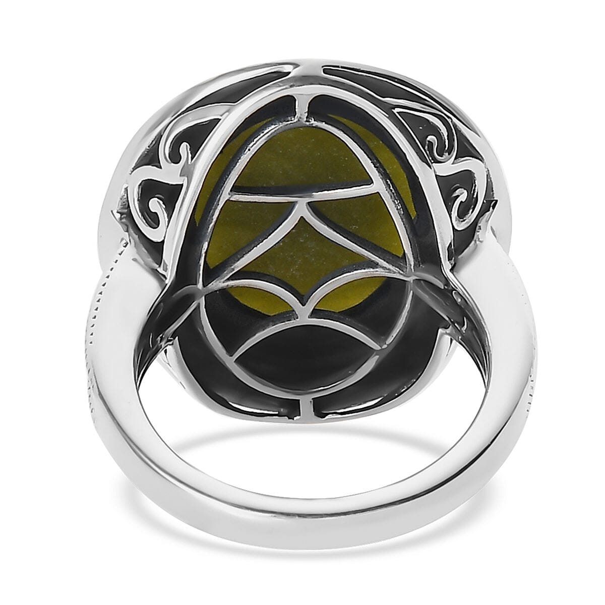 Connemara Marble Solitaire Ring in Black Oxidized Sterling Silver (Size 8.0) 7.35 ctw image number 4
