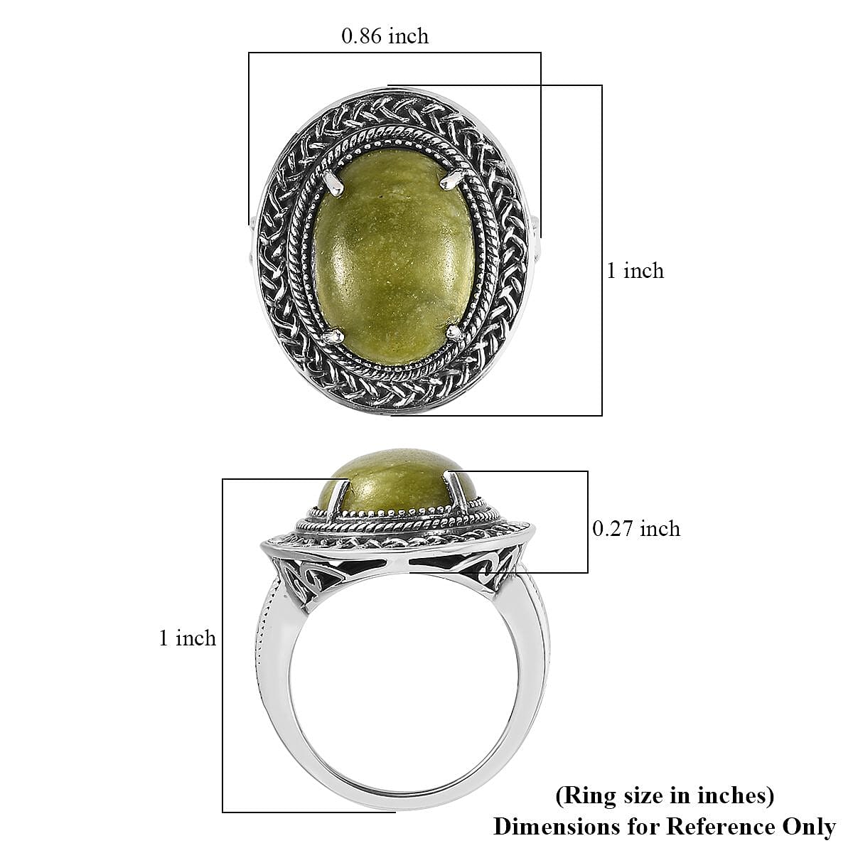 Connemara Marble Solitaire Ring in Black Oxidized Sterling Silver (Size 8.0) 7.35 ctw image number 5