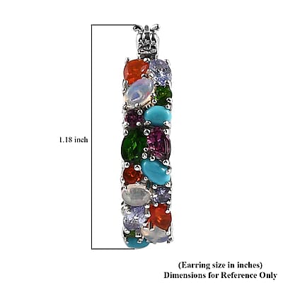 Multi Gemstone 9.60 ctw Inside Out Hoop Earrings in Platinum Over Sterling Silver