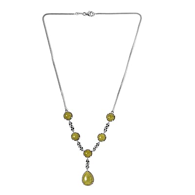 Connemara Marble Ireland 3 Leaf Clover Necklace 18 Inches in Platinum Over Sterling Silver 21.65 ctw