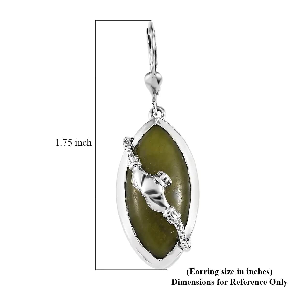 Connemara Marble Earrings, Claddagh Earrings, Dangle Earrings, Sterling Silver Earrings, Lever Back Earrings 19.75 ctw image number 5