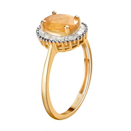 Madagascar Yellow Sapphire and Diamond Halo Ring in Vermeil Yellow Gold Over Sterling Silver (Size 10.0) 1.85 ctw image number 3