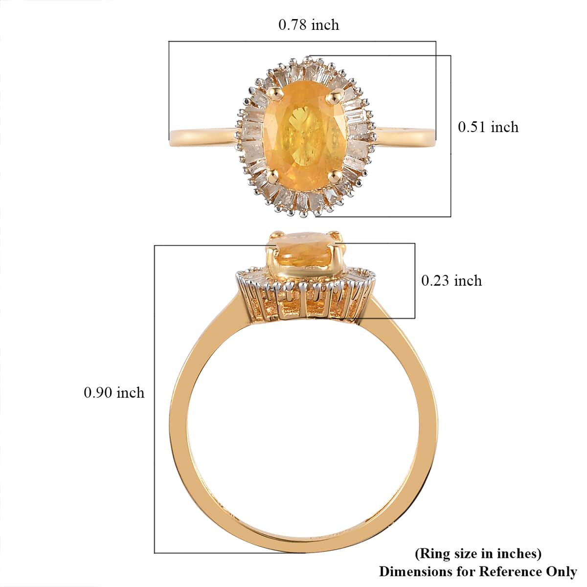 Madagascar Yellow Sapphire, Diamond (0.23 cts) Halo Ring in Vermeil YG Over Sterling Silver (Size 10.0) 1.85 ctw image number 5