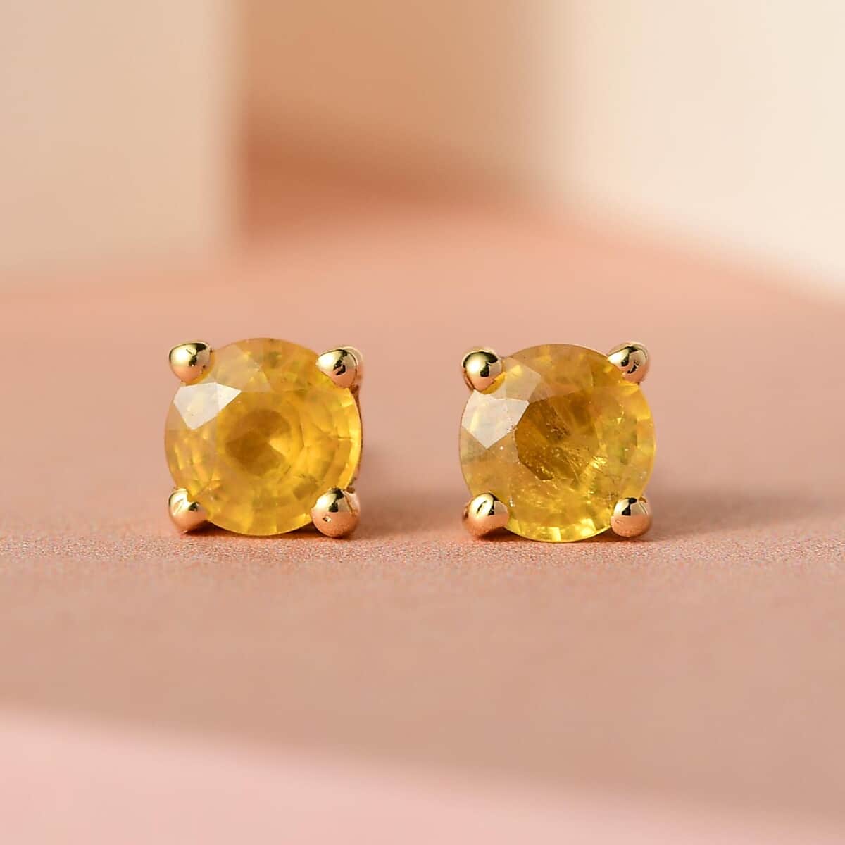 Madagascar Yellow Sapphire Stud Earrings in Vermeil Yellow Gold Over Sterling Silver 1.30 ctw image number 1