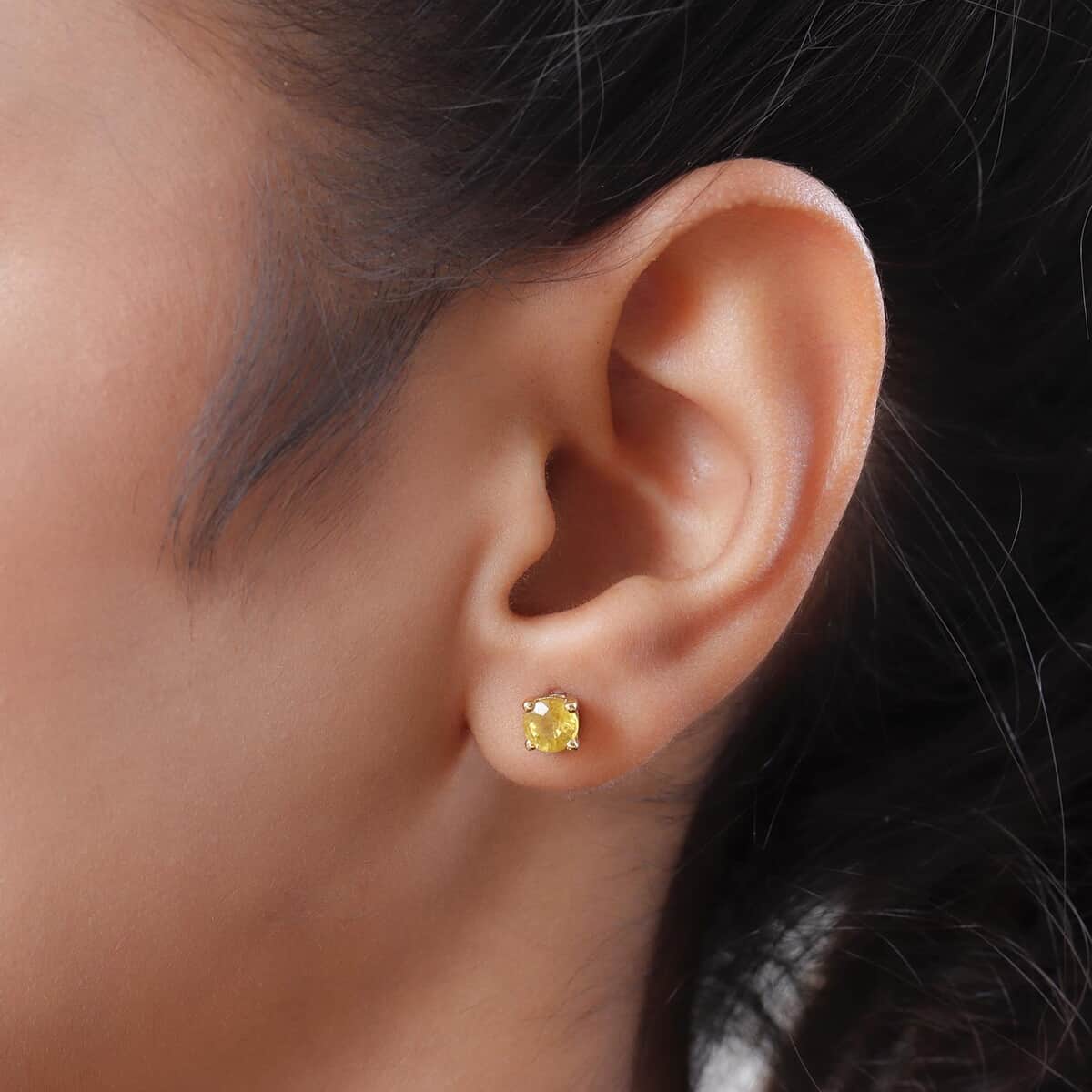 Madagascar Yellow Sapphire Stud Earrings in Vermeil Yellow Gold Over Sterling Silver 1.30 ctw image number 2