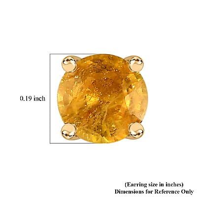 Madagascar Yellow Sapphire Stud Earrings in Vermeil Yellow Gold Over Sterling Silver 1.30 ctw