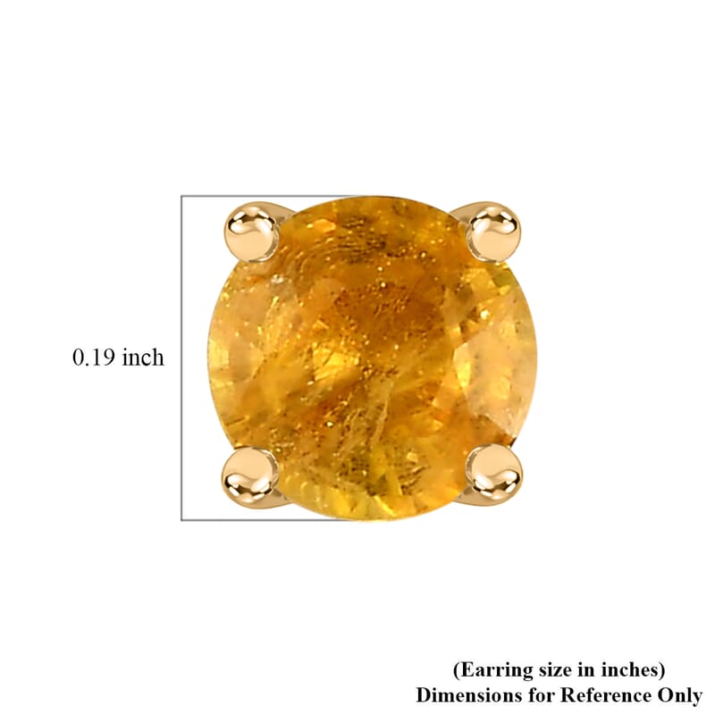 Madagascar Yellow Sapphire Stud Earrings in Vermeil Yellow Gold Over Sterling Silver 1.30 ctw