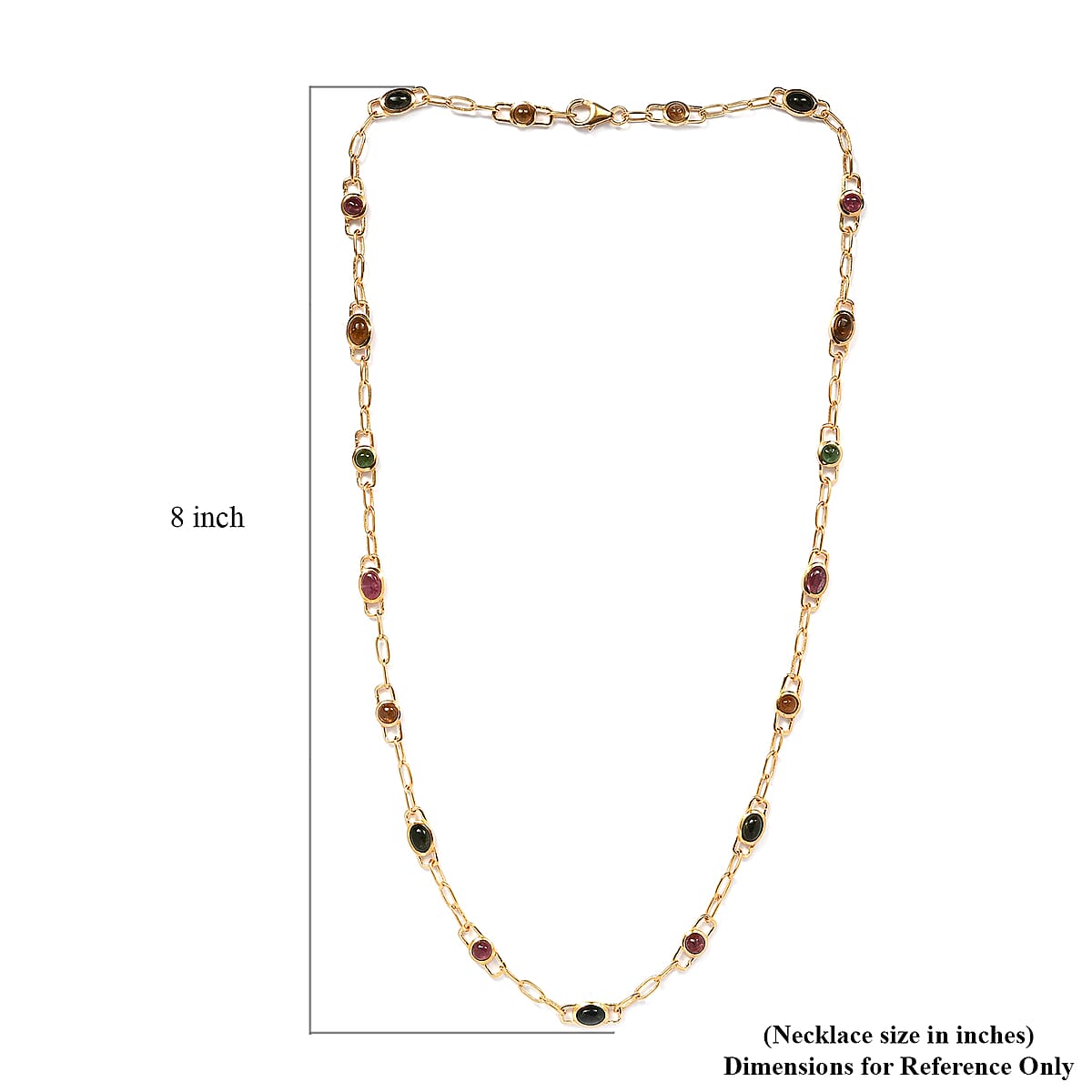 Multi-Tourmaline Station Necklace 20 Inches in Vermeil Yellow Gold Over Sterling Silver 8.15 ctw image number 4