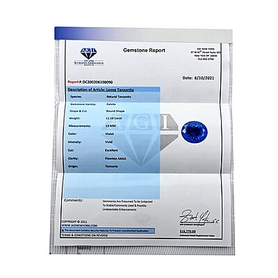 Certified and Appraised AAAA Vivid Tanzanite (Rnd Free Size) Approx 11.00 ctw