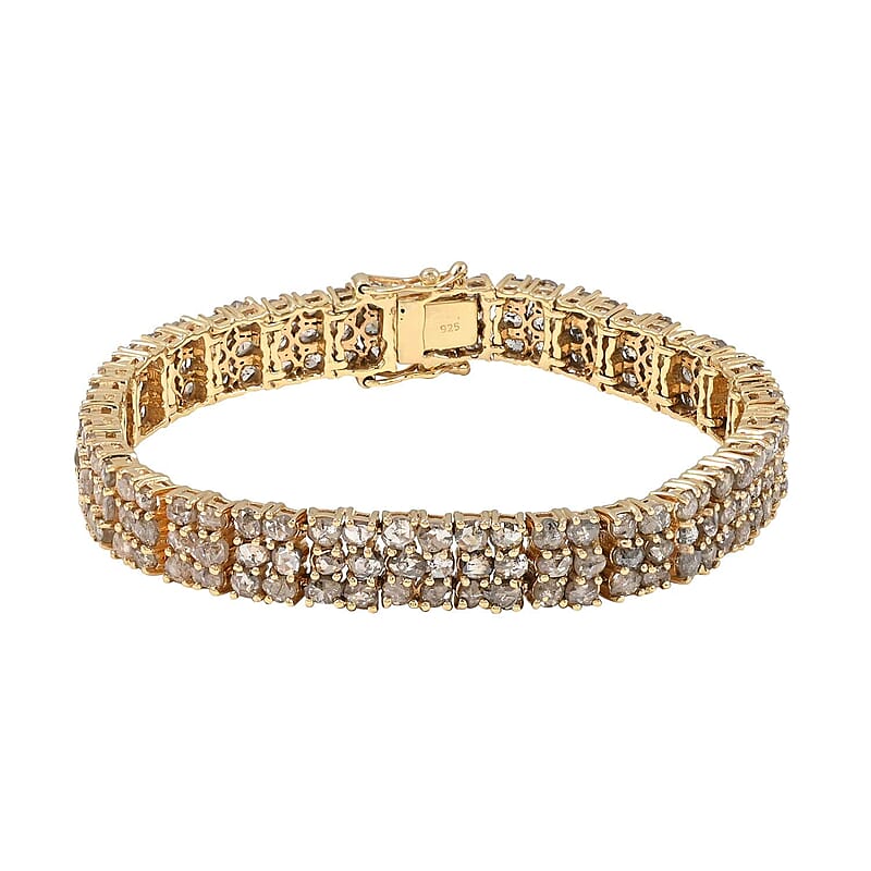 Natural Champagne Diamond Bracelet in Vermeil YG Over Sterling Silver (7.50 In) 13.00 ctw
