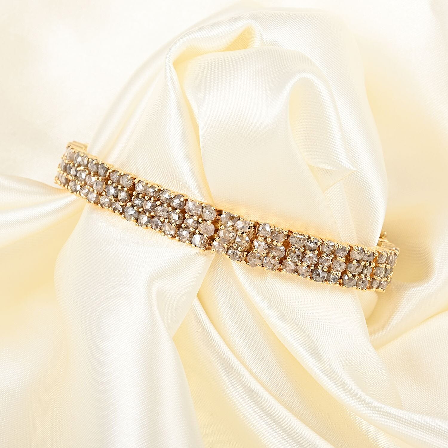 Natural Champagne Diamond Bracelet in Vermeil YG Over Sterling Silver (7.50 In) 13.00 ctw