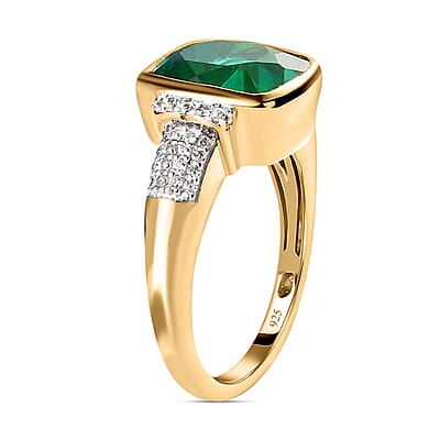 Peacock Quartz and White Zircon 5.85 ctw Ring in 14K YG Over Sterling Silver (Size 11.5)