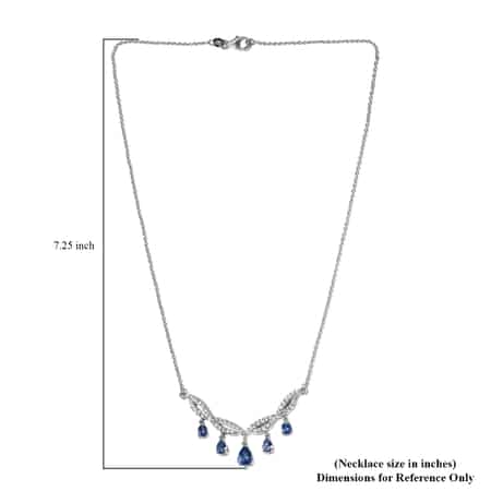 Peacock Tanzanite and Natural White Zircon Fancy Necklace 18 Inches in Platinum Over Sterling Silver 4.40 ctw image number 4