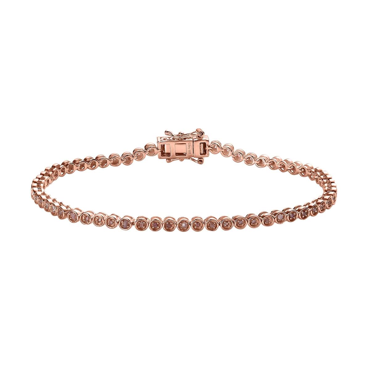 Uncut Natural Pink Diamond Tennis Bracelet, Pink Diamond Bracelet, Vermeil Rose Gold Over Sterling Silver Bracelet (8.00 In) 0.50 ctw image number 0
