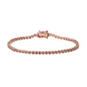 Uncut Natural Pink Diamond Tennis Bracelet, Pink Diamond Bracelet, Vermeil Rose Gold Over Sterling Silver Bracelet (8.00 In) 0.50 ctw