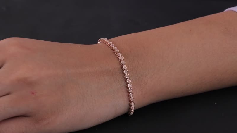 Uncut Natural Pink Diamond Tennis Bracelet in Vermeil Rose Gold Over Sterling Silver (8.00 In) 9.40 Grams 0.75 ctw