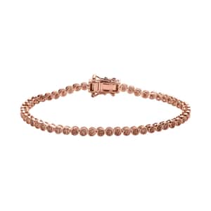 Uncut Natural Pink Diamond Tennis Bracelet, Pink Diamond Bracelet, Vermeil Rose Gold Over Sterling Silver Bracelet (7.25 In) 0.50 ctw