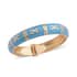White Austrian Crystal and Turquoise Blue Color Enameled Bangle Bracelet (7.25 In) in Goldtone image number 0