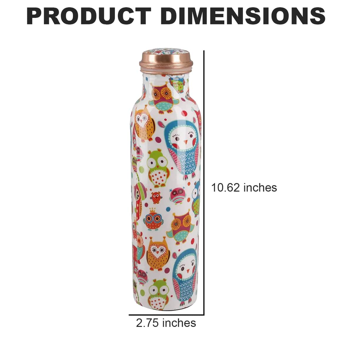 Homesmart Owl Printed Solid Copper Bottle with Shungite and Copper Infuser 33.81 oz image number 5