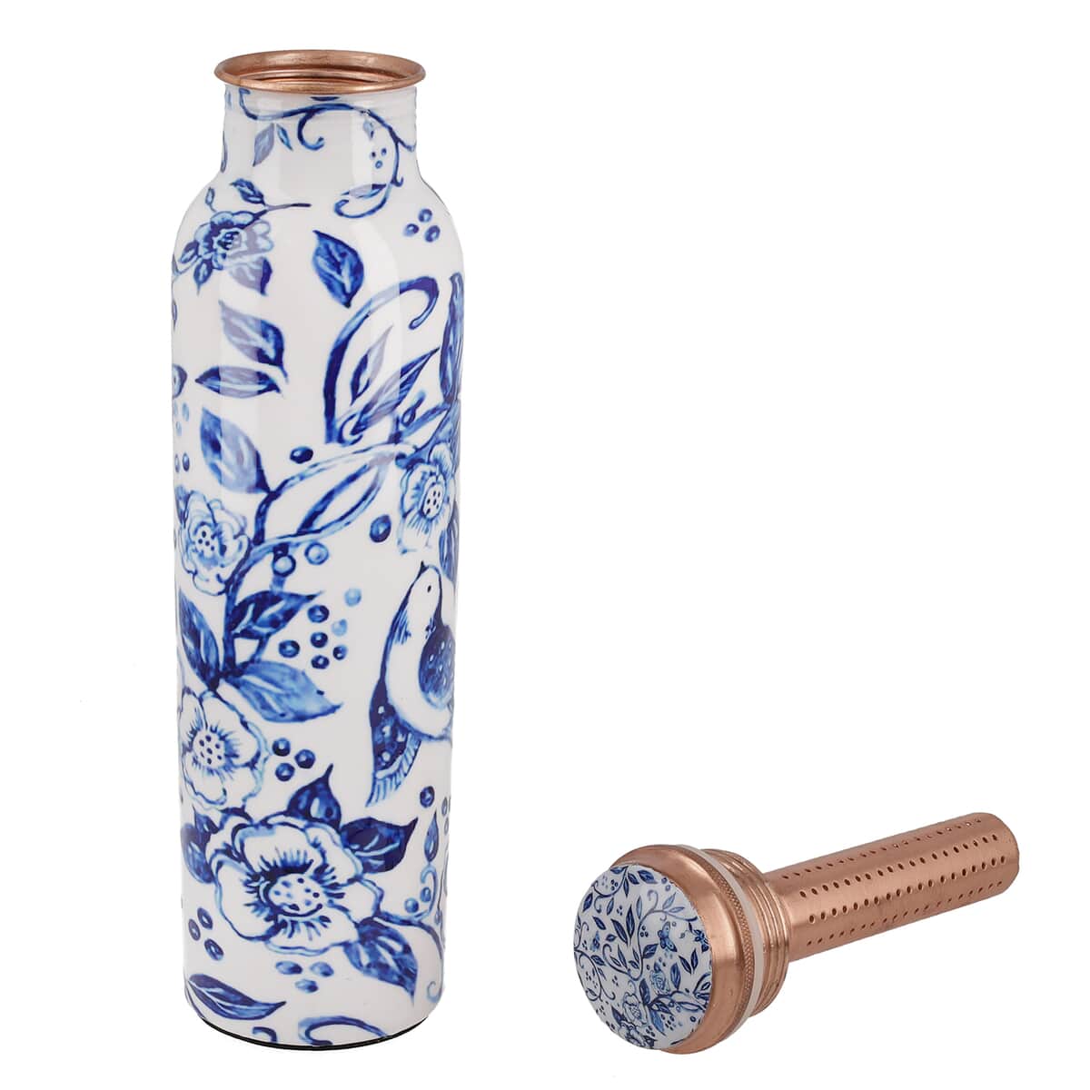 Homesmart Bird and Floral Printed Solid Copper Bottle with Shungite and Copper Infuser 33.81 oz image number 4