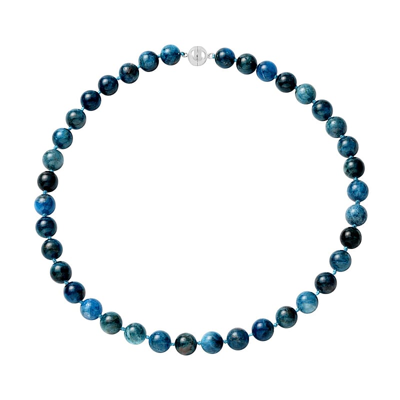 Madagascar Paraiba Apatite 9-11mm Beaded Necklace 18 Inches in Rhodium Over Sterling Silver 368.50 ctw