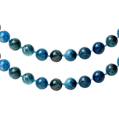 Madagascar Paraiba Apatite 9-11mm Beaded Necklace 18 Inches in Rhodium Over Sterling Silver 368.50 ctw