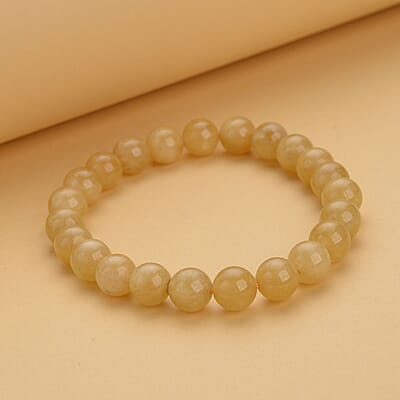 Yellow Beryl Beaded Stretch Bracelet 90.50 ctw