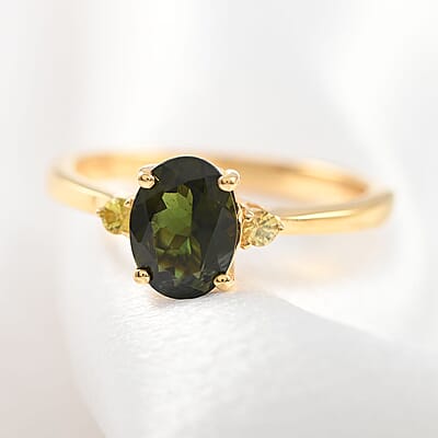 Premium Chrome Tourmaline and Canary Tourmaline Ring in Vermeil Yellow Gold Over Sterling Silver (Size 10.0) 1.25 ctw