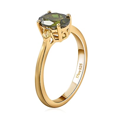 Premium Chrome Tourmaline and Canary Tourmaline Ring in Vermeil Yellow Gold Over Sterling Silver (Size 10.0) 1.25 ctw