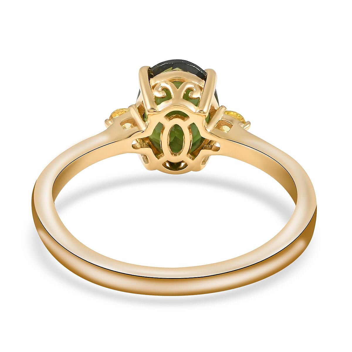 Premium Chrome Tourmaline and Canary Tourmaline Ring in Vermeil Yellow Gold Over Sterling Silver (Size 10.0) 1.25 ctw