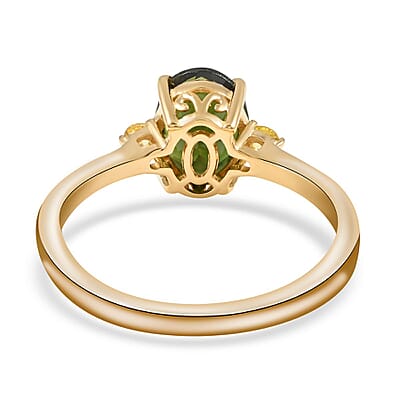 Premium Chrome Tourmaline and Canary Tourmaline Ring in Vermeil Yellow Gold Over Sterling Silver (Size 10.0) 1.25 ctw