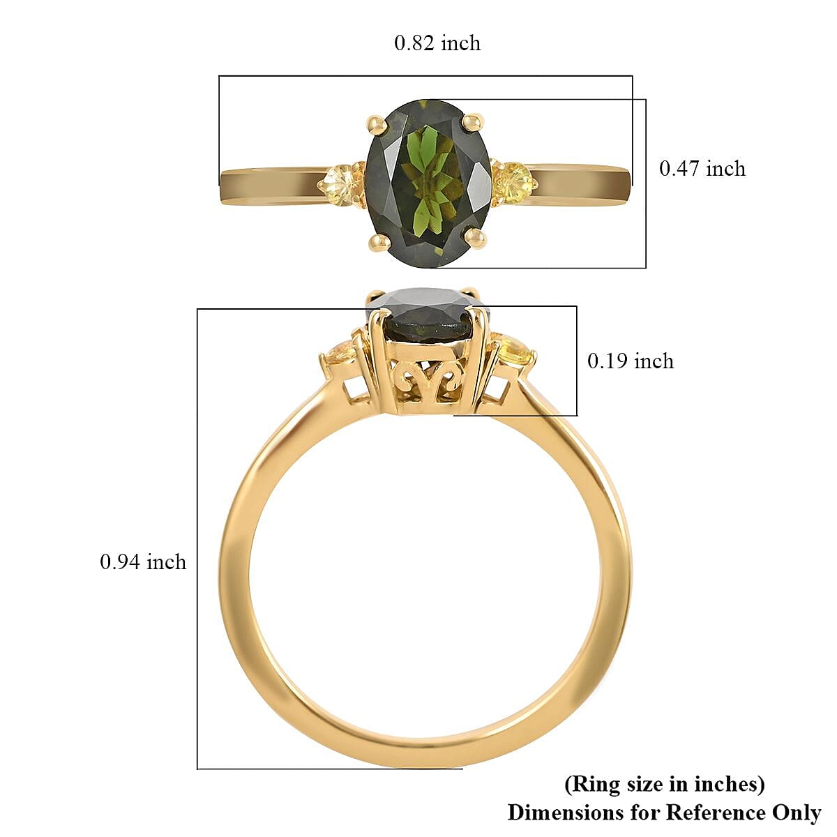 Premium Chrome Tourmaline and Canary Tourmaline Ring in Vermeil Yellow Gold Over Sterling Silver (Size 10.0) 1.25 ctw