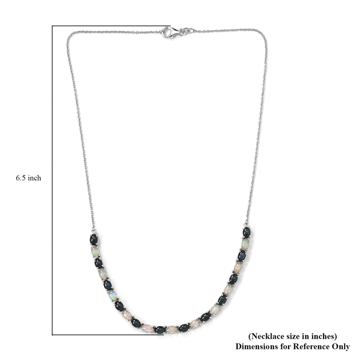 Blue Star Sapphire (DF) and Ethiopian Welo Opal Necklace 18 Inches in Platinum Over Sterling Silver 12.35 ctw image number 5