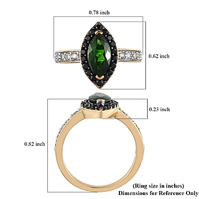 Natural Chrome Diopside and Multi Gemstone Ring in Rhodium & Vermeil Yellow Gold Over Sterling Silver (Size 10.0) 1.75 ctw