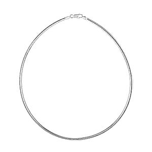 925 Sterling Silver Italian 3mm Omega Necklace,Italian Silver Chain Necklace,Birthday Gifts For Women 16 Inches